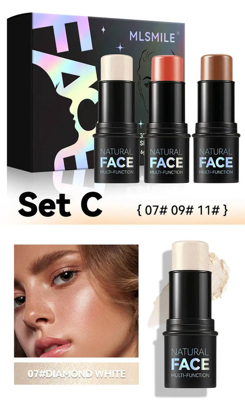 MLSMILE Highlight Contour 3-pack For 3D Makeup Brightening Skin Tone