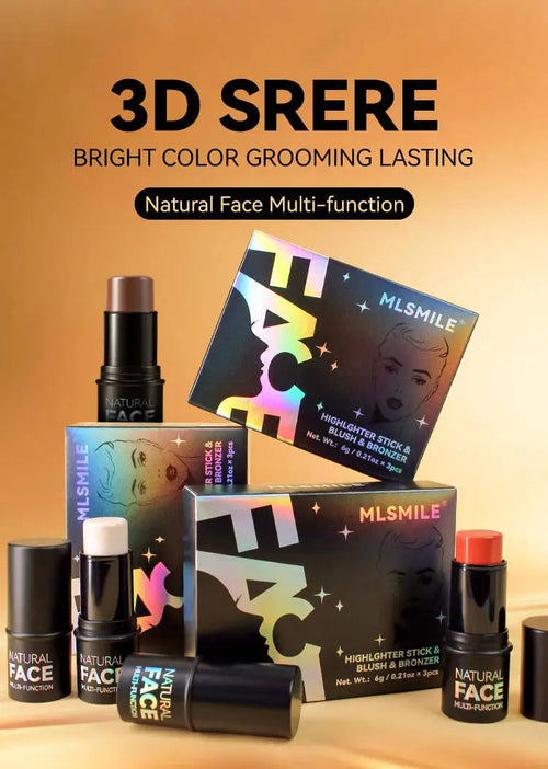 MLSMILE Highlight Contour 3-pack For 3D Makeup Brightening Skin Tone