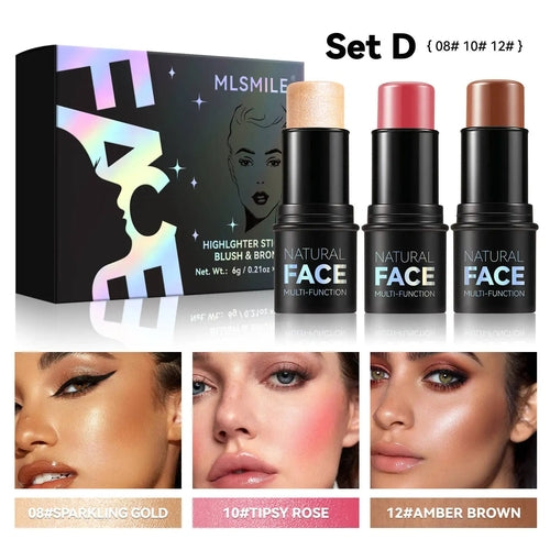 MLSMILE Highlight Contour 3-pack For 3D Makeup Brightening Skin Tone