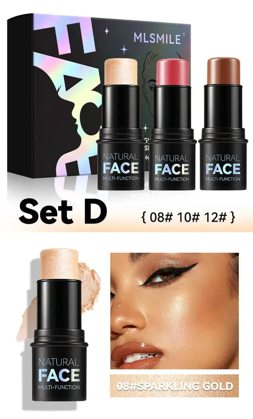MLSMILE Highlight Contour 3-pack For 3D Makeup Brightening Skin Tone